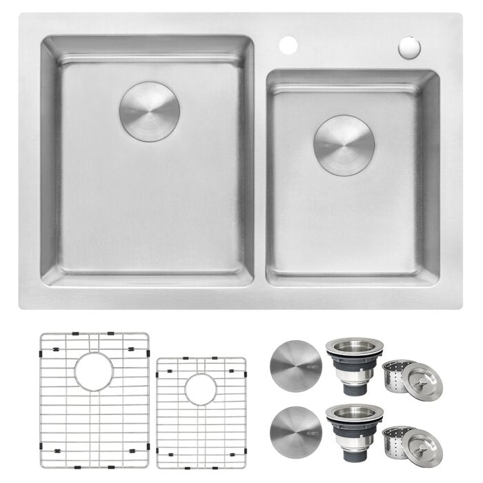 Ruvati Ruvati Modena 33" x 22" Drop-In Double Bowl Kitchen Sink - Culinary Kitchen OKC
