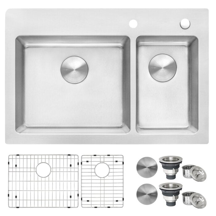 Ruvati Ruvati Modena 33" x 22" Drop-In Double Bowl Kitchen Sink - Culinary Kitchen OKC