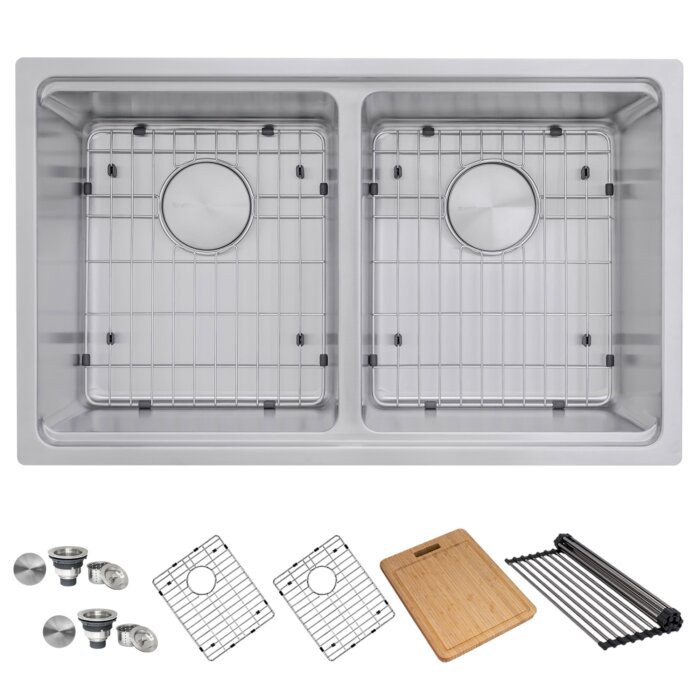 Ruvati Ruvati Renaro 31" Double Bowl Stainless Steel Kitchen Sink - Culinary Kitchen OKC