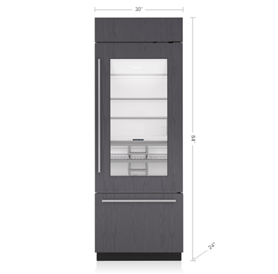 Sub-Zero 30" Classic Over-and-Under Refrigerator/Freezer with Glass Door - Panel Ready