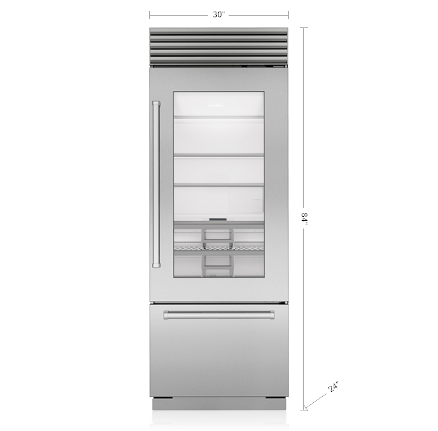 Sub-Zero 30" Classic Over-and-Under Refrigerator/Freezer with Glass Door