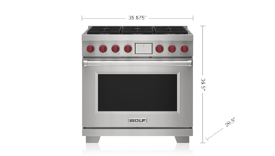 Wolf 36" Dual Fuel Range - 6 Burners
