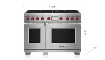 Wolf 48" Dual Fuel Range - 6 Burners and Infrared Charbroiler