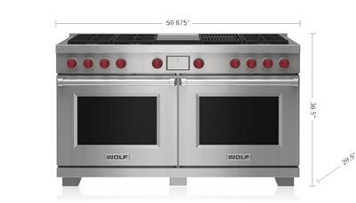 Wolf 60" Dual Fuel Range - 6 Burners, Infrared Charbroiler and Infrared Griddle
