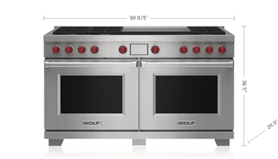 Wolf 60" Dual Fuel Range - 6 Burners and Infrared Dual Griddle