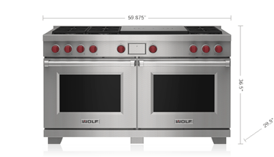Wolf 60" Dual Fuel Range - 6 Burners and French Top