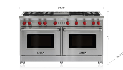 Wolf 60" Gas Range - 6 Burners, Infrared Charbroiler and Infrared Griddle