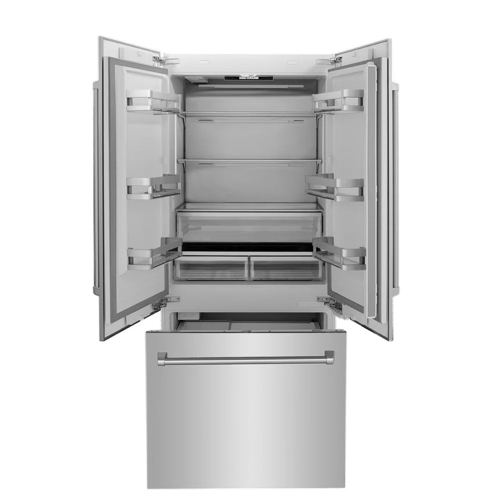 ZLINE ZLINE 36" French Door Built-In Fridge w Freezer & Water Dispenser - Culinary Kitchen OKC