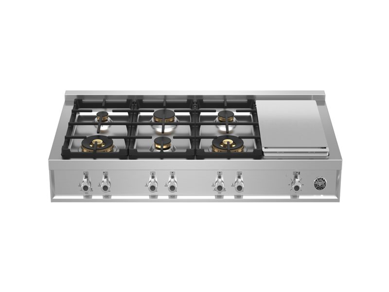 Bertazzoni Bertazzoni Pro Series 48" Gas Rangetop 6 Brass Burner w Electric Griddle - Culinary Kitchen OKC