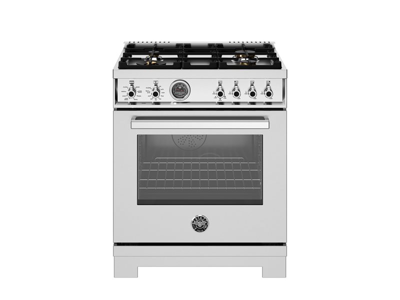Bertazzoni Bertazzoni Pro Series 30" Dual Fuel Range 4 Brass Burners w Electric Self Cleaning Oven - Culinary Kitchen OKC