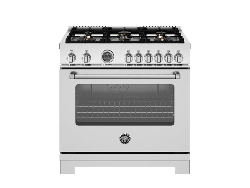 Bertazzoni Bertazzoni Master Series 36" Dual Fuel Range w 6 Brass Burners and Cast Iron Griddle w Electric Self-Clean Oven - Culinary Kitchen OKC