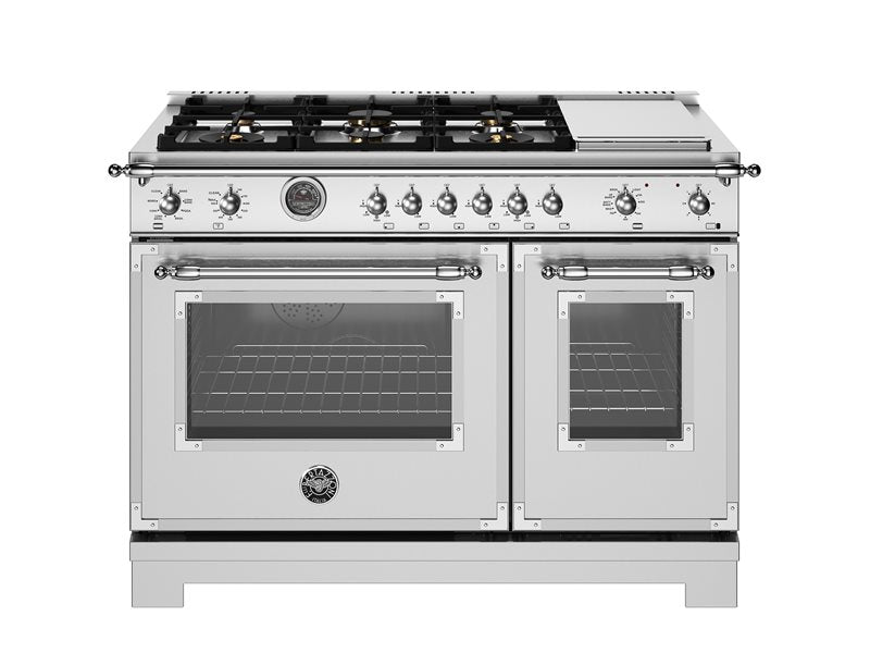 Bertazzoni Bertazzoni Heritage Series 48" Dual Fuel Range w 6 Brass Burners and Griddle w Electric Self-Cleaning Oven - Culinary Kitchen OKC