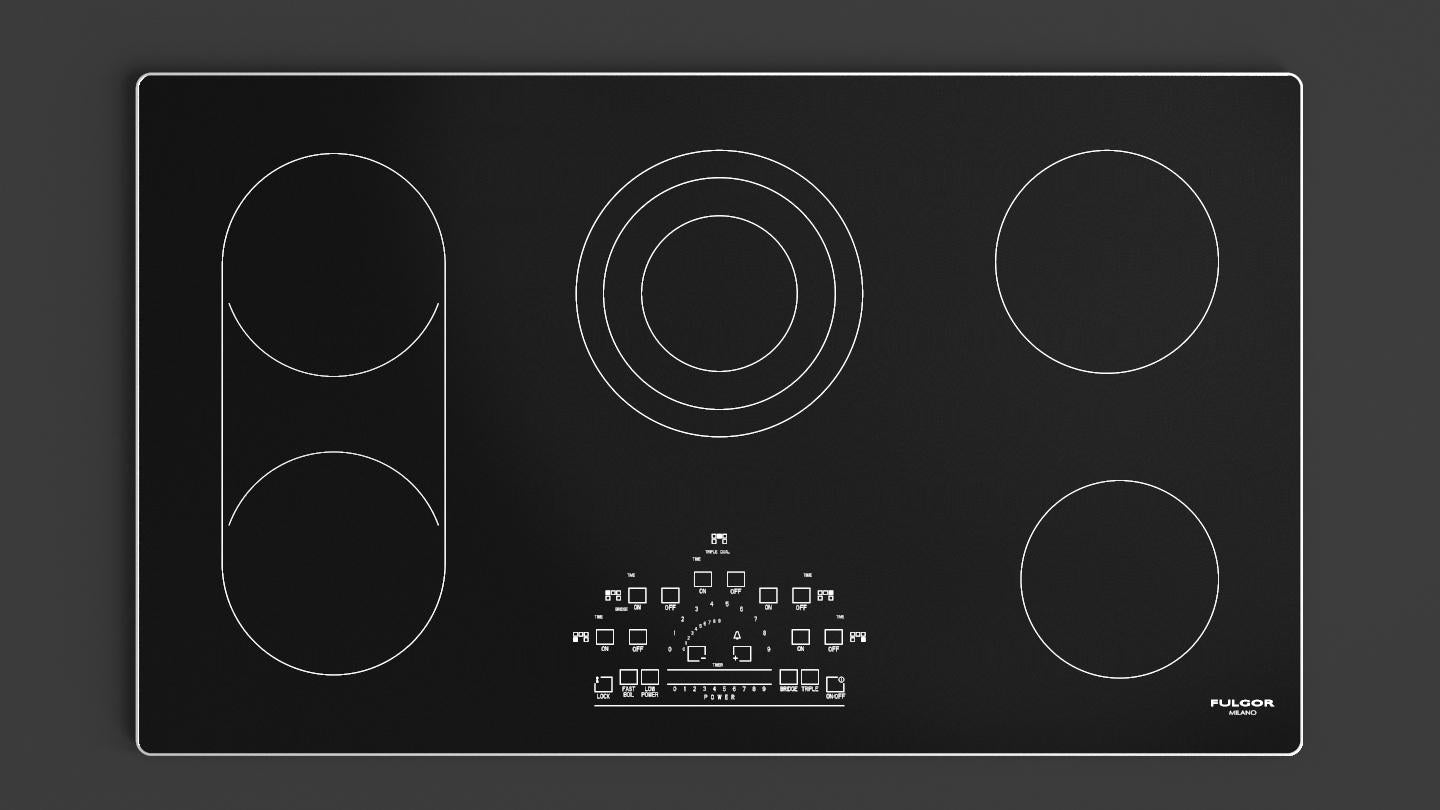 Fulgor Milano Fulgor Milano 36" Radiant Cooktop w Brushed Aluminum Trim - Culinary Kitchen OKC