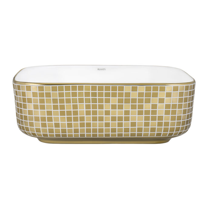 Ruvati Ruvati Pietra 15" Square Bathroom Sink Gold Tiled Pattern - Culinary Kitchen OKC