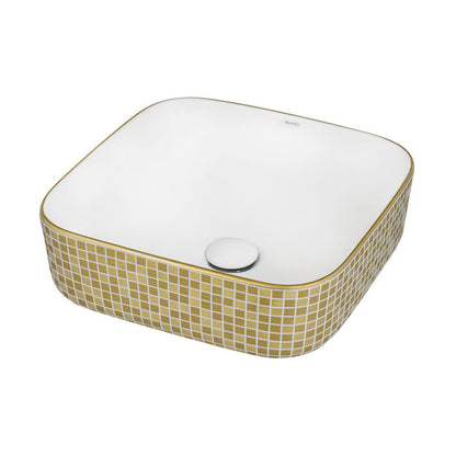 Ruvati Ruvati Pietra 15" Square Bathroom Sink Gold Tiled Pattern - Culinary Kitchen OKC