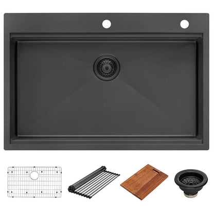 Ruvati Ruvati Giana 33" Gunmetal Black Topmount Kitchen Sink - Culinary Kitchen OKC