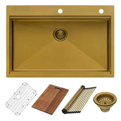 Ruvati Ruvati Giana Matte Gold Drop-In Topmount Kitchen Sink - Culinary Kitchen OKC