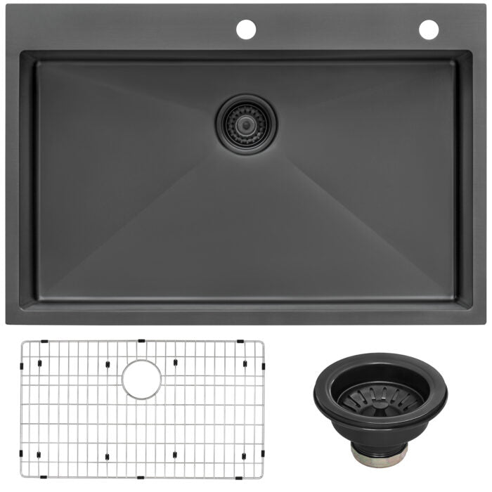 Ruvati Ruvati Terraza Gunmetal Black Stainless Drop-In Kitchen Sink - Culinary Kitchen OKC