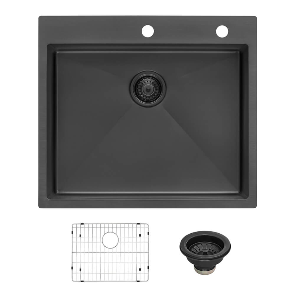 Ruvati Ruvati Terraza Gunmetal Black Stainless Drop-In Kitchen Sink - Culinary Kitchen OKC