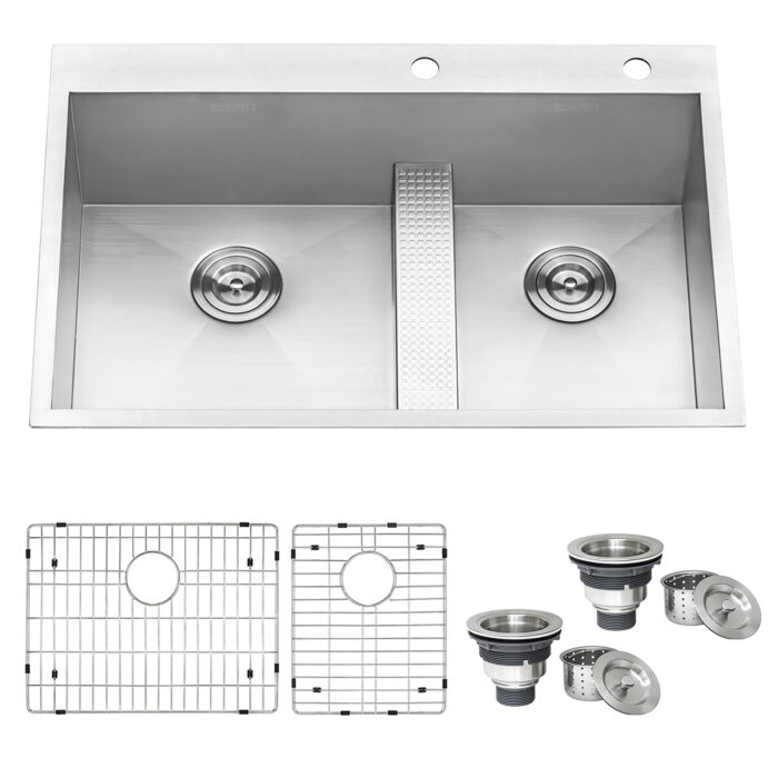 Ruvati Ruvati Tiana 33" Drop-In Double Bowl Kitchen Sink - Culinary Kitchen OKC