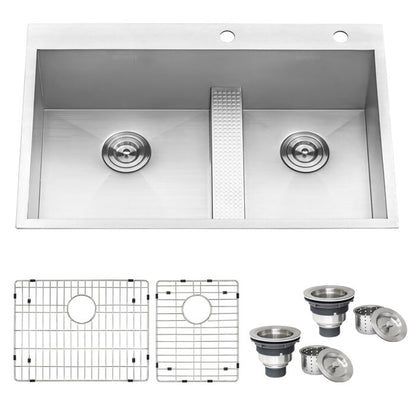 Ruvati Ruvati Tiana 33" Drop-In Double Bowl Kitchen Sink - Culinary Kitchen OKC