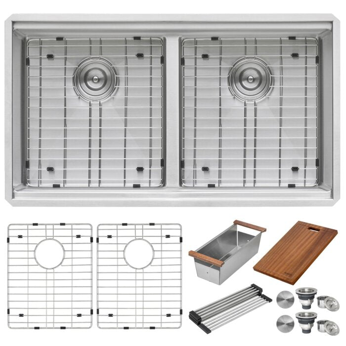 Ruvati Ruvati Roma Pro Workstation Undermount Double Bowl Kitchen Sink - Culinary Kitchen OKC
