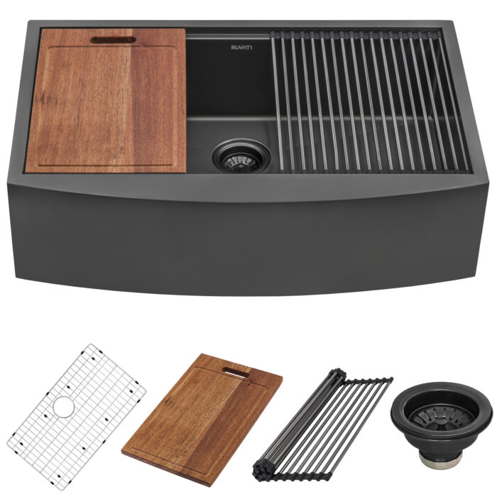 Ruvati Ruvati Monaco Gunmetal Black Apron-Front Kitchen Sink - Culinary Kitchen OKC