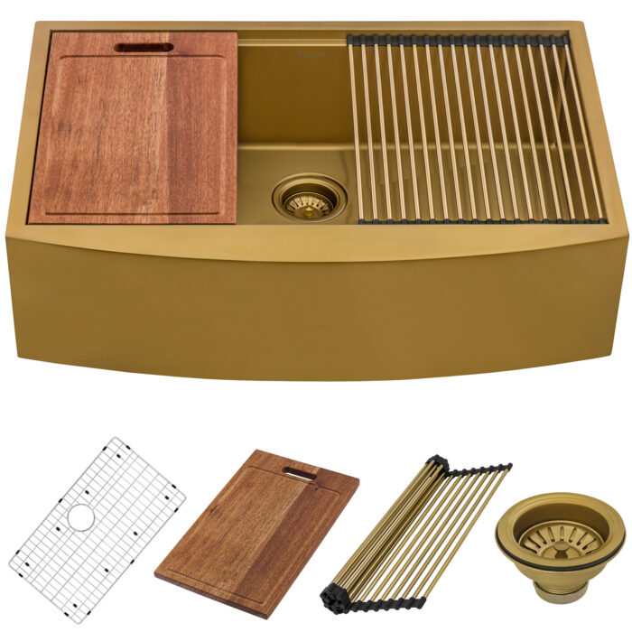 Ruvati Ruvati Monaco Matte Gold Apron-Front Kitchen Sink - Culinary Kitchen OKC