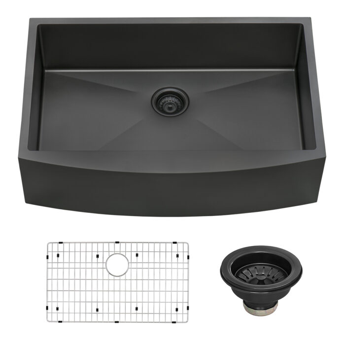 Ruvati Ruvati Terraza Apron-Front Kitchen Sink Gunmetal Matte Black Stainless - Culinary Kitchen OKC