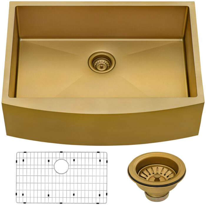 Ruvati Ruvati Terraza Apron-Front Kitchen Sink Matte Gold Stainless - Culinary Kitchen OKC