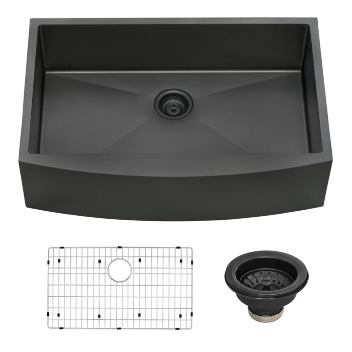 Ruvati Ruvati Terraza Apron-Front Kitchen Sink Gunmetal Matte Black Stainless - Culinary Kitchen OKC