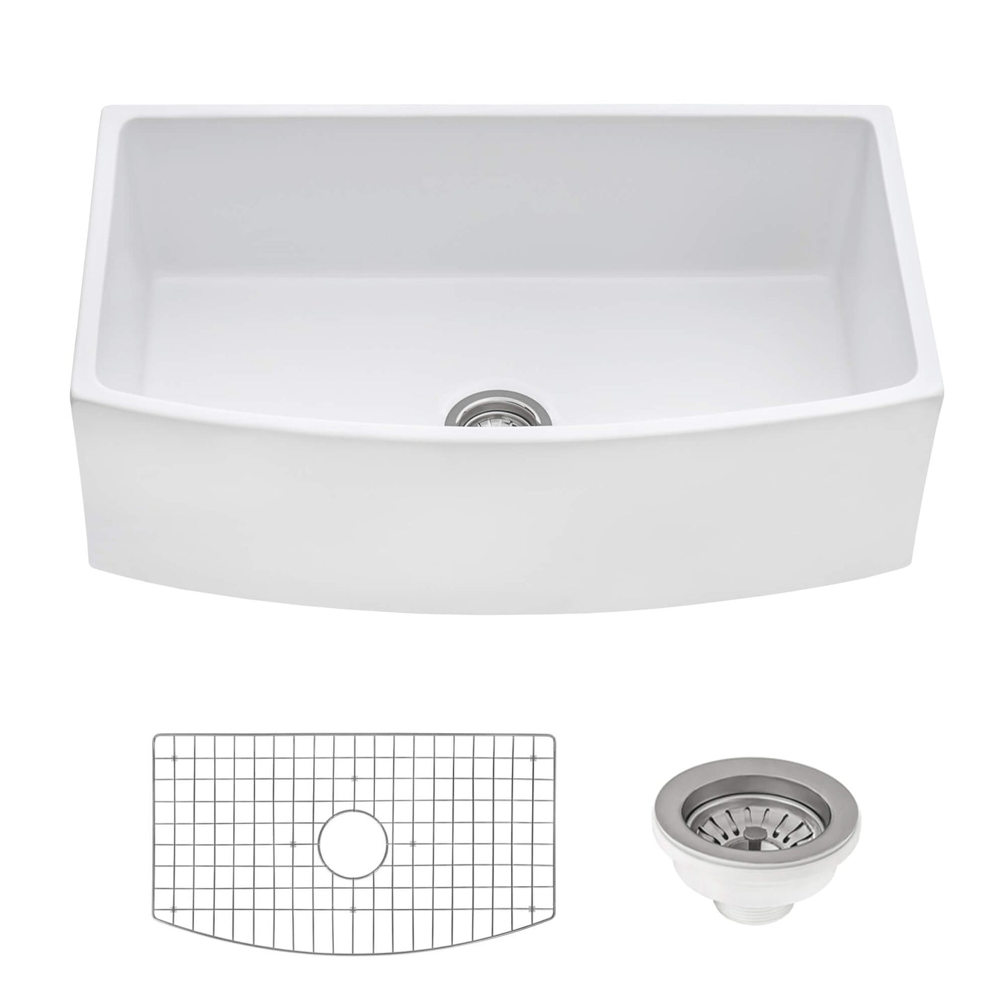 Ruvati Ruvati Fiamma 33" Farmhouse Curved Apron Kitchen Sink White - Culinary Kitchen OKC
