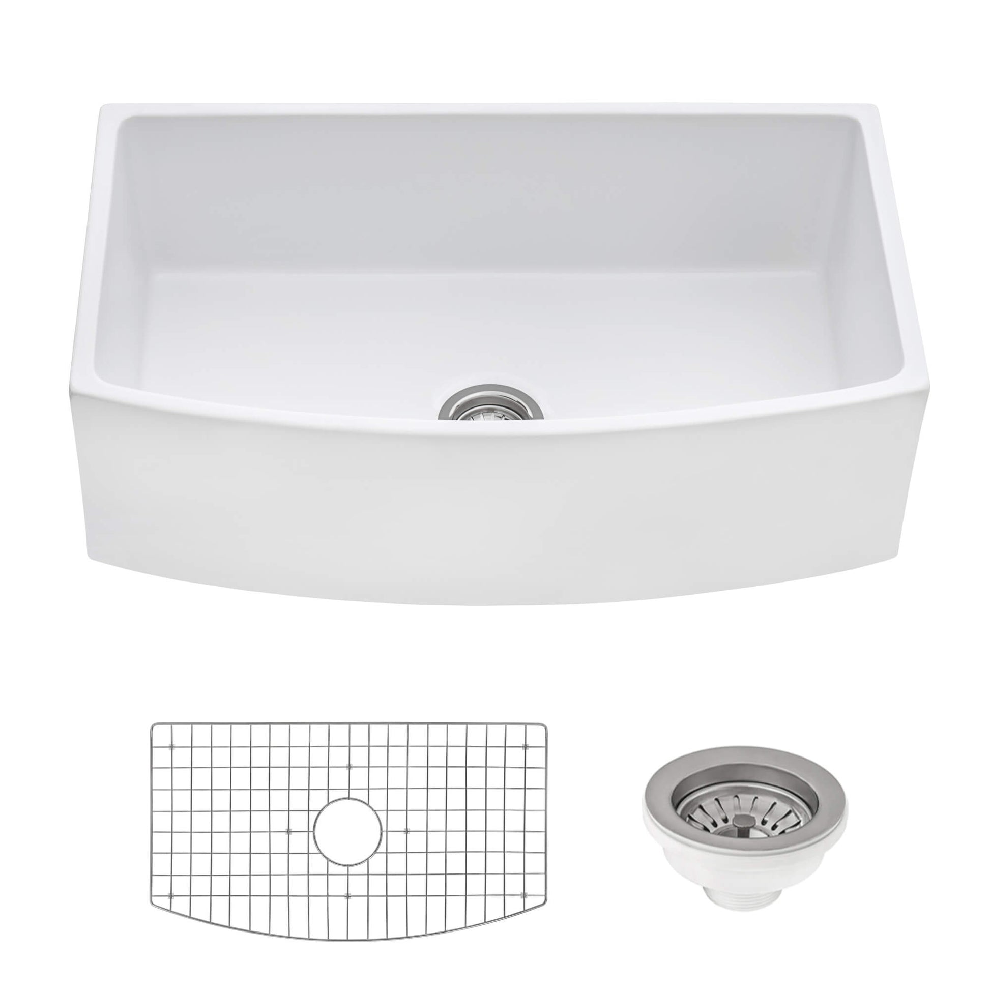 Ruvati Ruvati Fiamma 33" Farmhouse Curved Apron Kitchen Sink White - Culinary Kitchen OKC