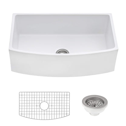 Ruvati Ruvati Fiamma 33" Farmhouse Curved Apron Kitchen Sink White - Culinary Kitchen OKC