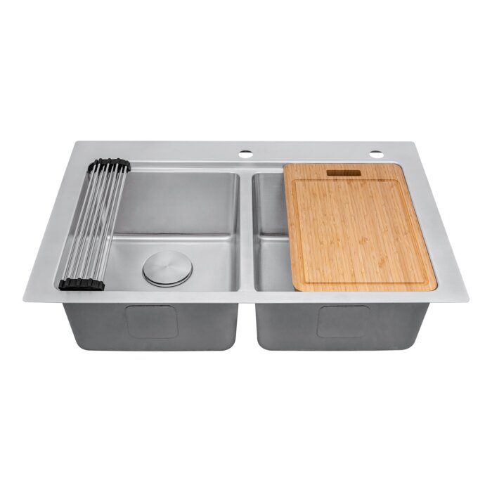 Ruvati Ruvati Renaro 33" Topmount Double Bowl Stainless Steel Kitchen Sink - Culinary Kitchen OKC