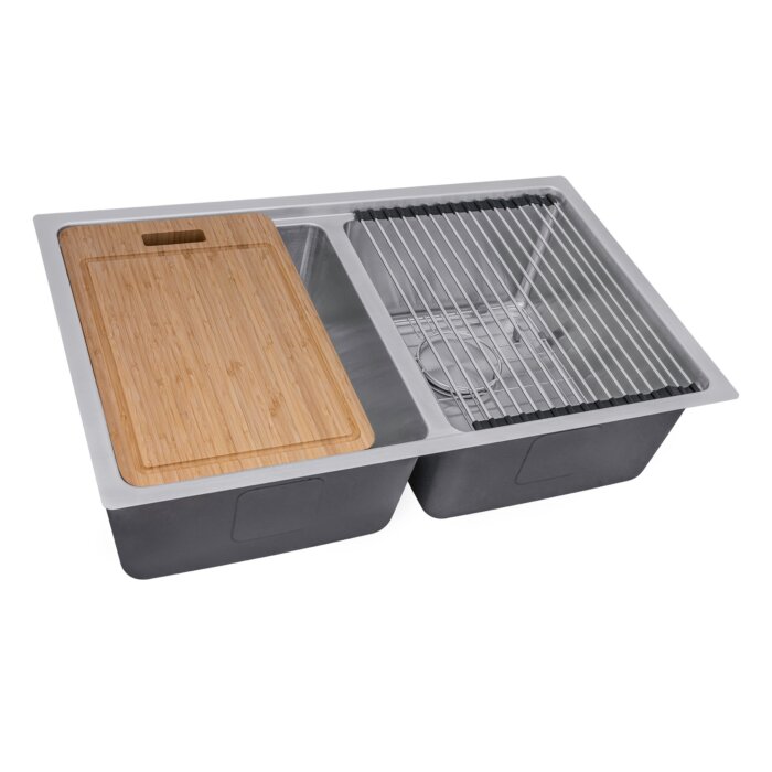 Ruvati Ruvati Renaro 31" Double Bowl Stainless Steel Kitchen Sink - Culinary Kitchen OKC