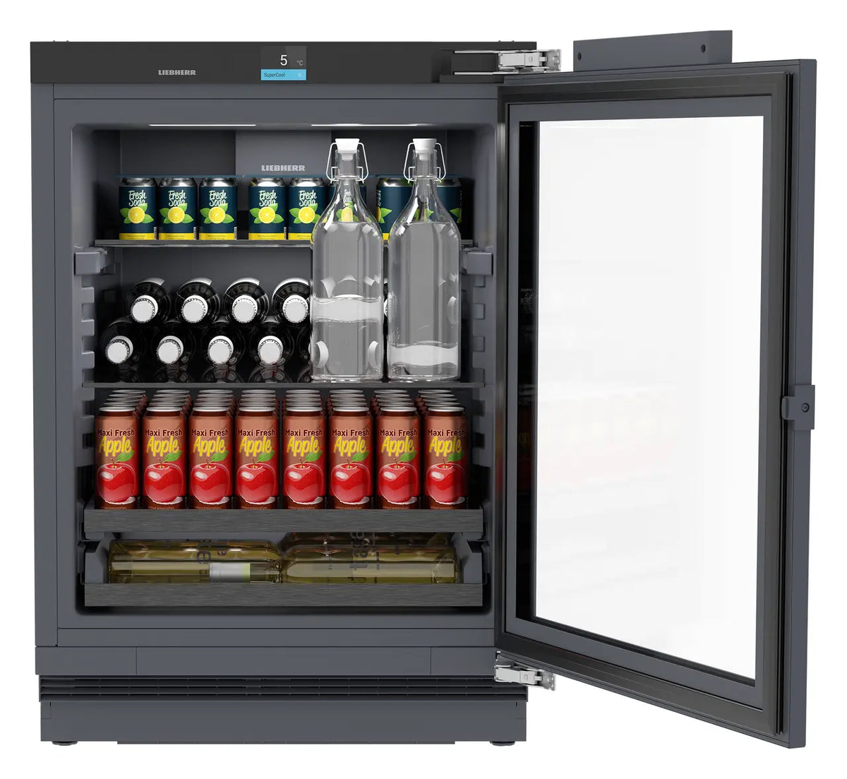Liebherr fully integrated under counter beverage refrigerator with touch display