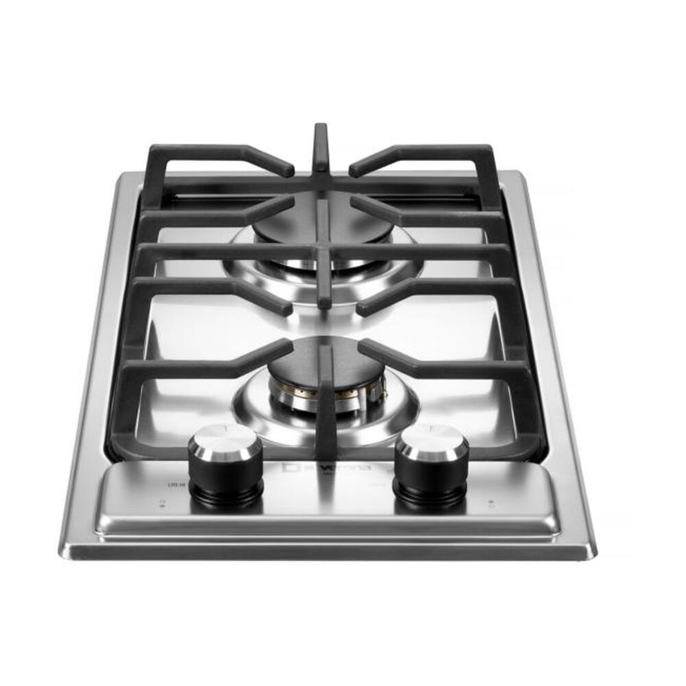 Verona Verona 12 inch Italian-Made Gas Cooktop with 2 Brass Burners and Continuous Cast Iron Grates in Stainless Steel - Culinary Kitchen OKC