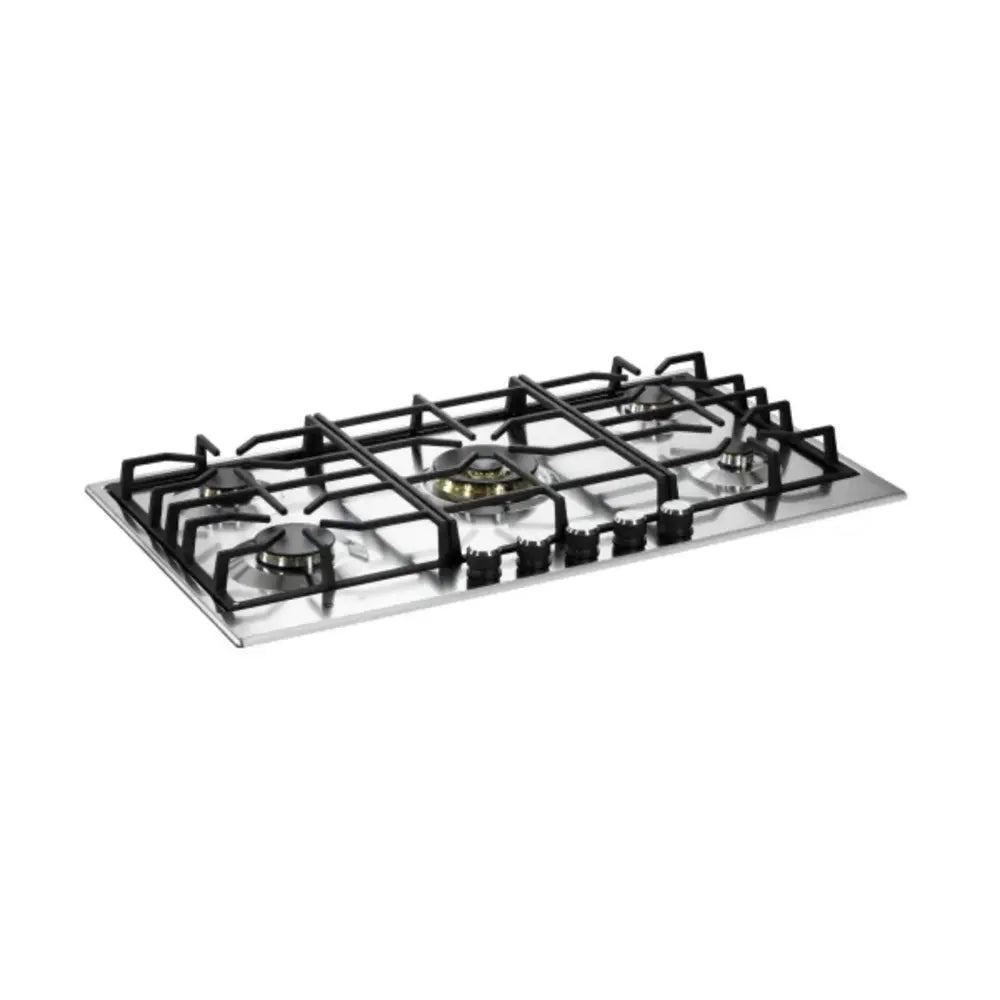 Verona erona 36 inch Italian-Made Gas Cooktop with 5 Brass Burners and Continuous Cast Iron Grates in Stainless Steel - Culinary Kitchen OKC