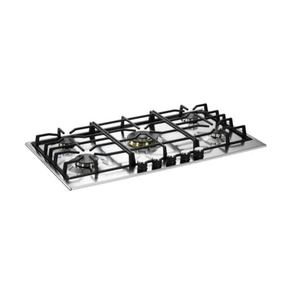 Verona erona 36 inch Italian-Made Gas Cooktop with 5 Brass Burners and Continuous Cast Iron Grates in Stainless Steel - Culinary Kitchen OKC