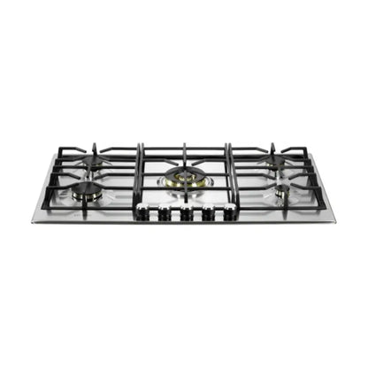 Verona erona 36 inch Italian-Made Gas Cooktop with 5 Brass Burners and Continuous Cast Iron Grates in Stainless Steel - Culinary Kitchen OKC