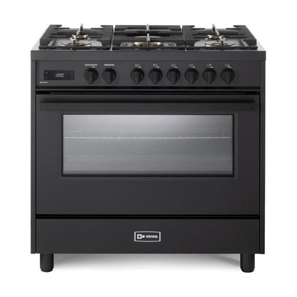 Verona Verona 36 inch Ultima Midnight Collection Freestanding Dual Fuel Range with 5 Sealed SABAF Brass Burners - Culinary Kitchen OKC