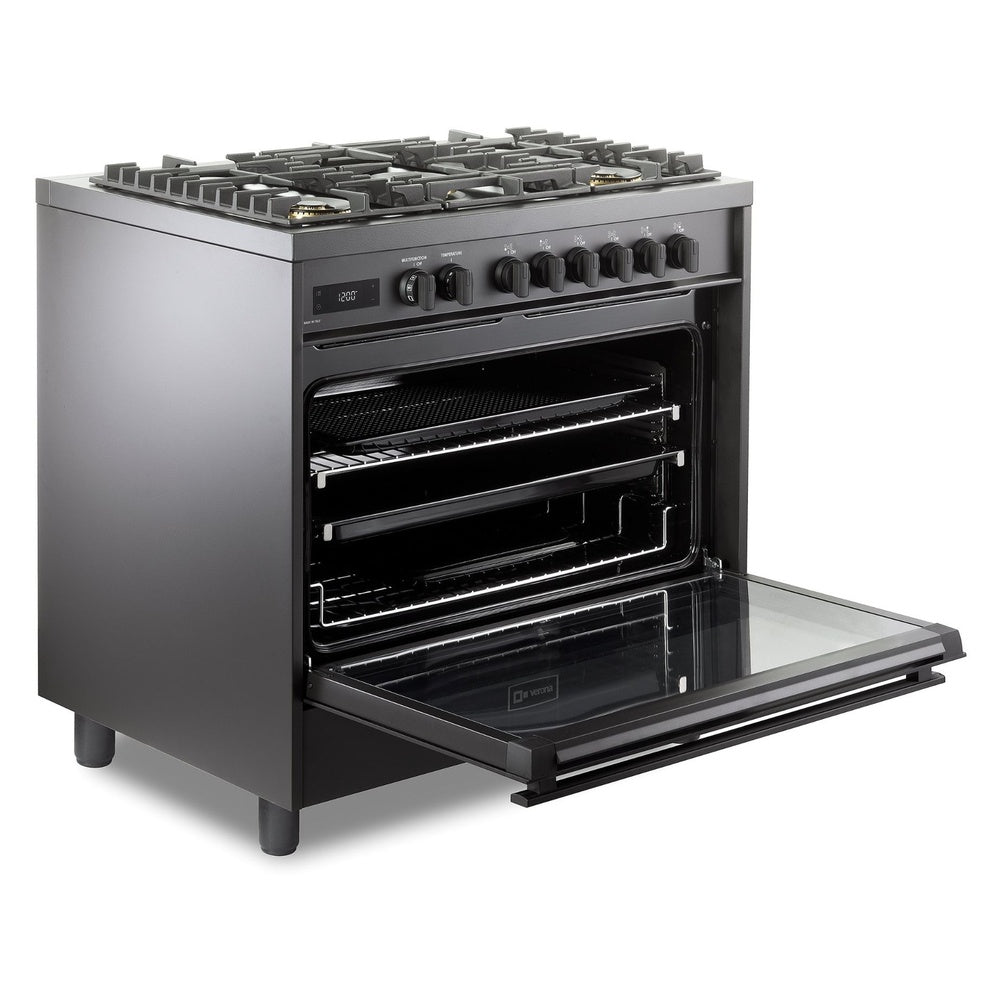 Verona Verona 36 inch Ultima Midnight Collection Freestanding Dual Fuel Range with 5 Sealed SABAF Brass Burners - Culinary Kitchen OKC
