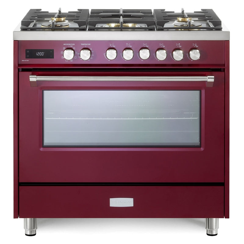 Verona Verona 36 inch Ultima Collection Freestanding Dual Fuel Range with 5 Sealed SABAF Brass Burners - Culinary Kitchen OKC