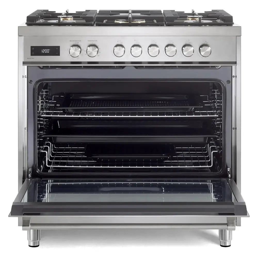 Verona Verona 36 inch Ultima Collection Freestanding Dual Fuel Range with 5 Sealed SABAF Brass Burners - Culinary Kitchen OKC