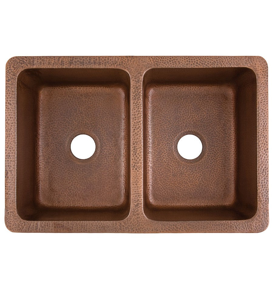Thompson Traders Thompson Traders Quiroga Antique Copper Double Bowl Kitchen Sink - Culinary Kitchen OKC