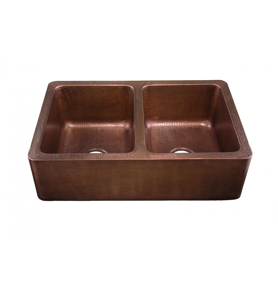 Thompson Traders Thompson Traders Quiroga Antique Copper Double Bowl Kitchen Sink - Culinary Kitchen OKC