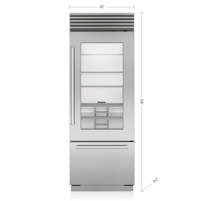 Sub-Zero 30" Classic Over-and-Under Refrigerator/Freezer with Glass Door