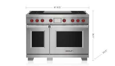 Wolf 48" Dual Fuel Range - 4 Burners and Infrared Dual Griddle