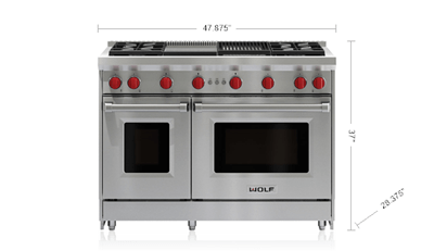 Wolf 48" Gas Range - 4 Burners, Infrared Charbroiler and Infrared Griddle